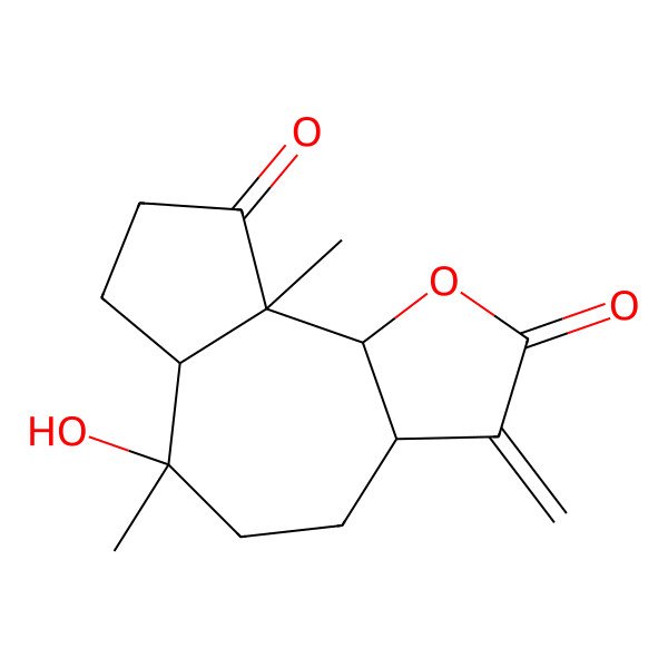 2D Structure of (3aS,6R,6aR,9aR,9bR)-6-hydroxy-6,9a-dimethyl-3-methylidene-4,5,6a,7,8,9b-hexahydro-3aH-azuleno[8,7-b]furan-2,9-dione