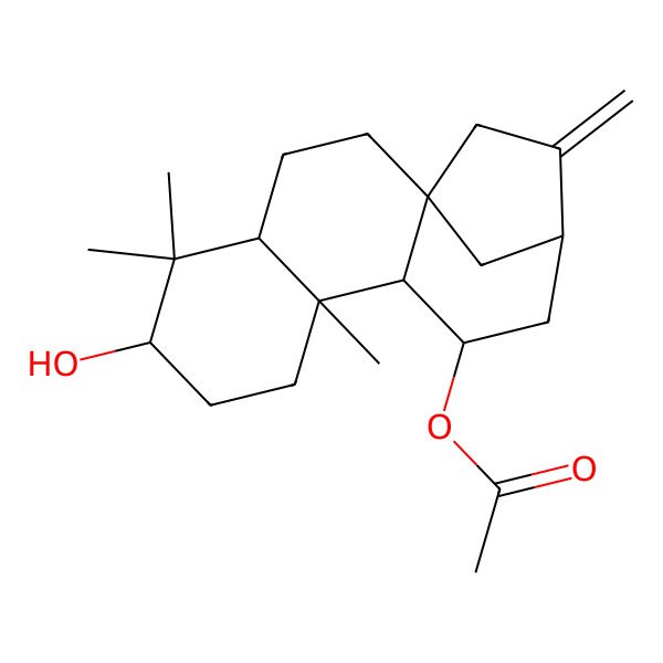 2D Structure of [(1S,4S,6R,9R,10R,11S,13S)-6-hydroxy-5,5,9-trimethyl-14-methylidene-11-tetracyclo[11.2.1.01,10.04,9]hexadecanyl] acetate