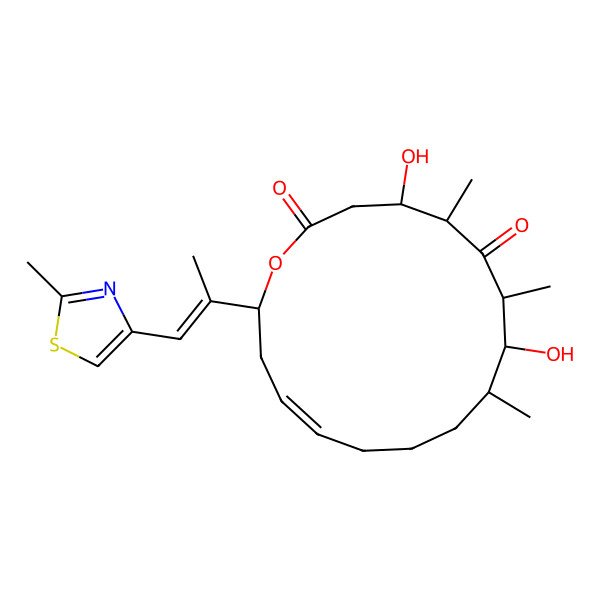 2D Structure of 4,8-Dihydroxy-5,7,9-trimethyl-16-[1-(2-methyl-1,3-thiazol-4-yl)prop-1-en-2-yl]-1-oxacyclohexadec-13-ene-2,6-dione