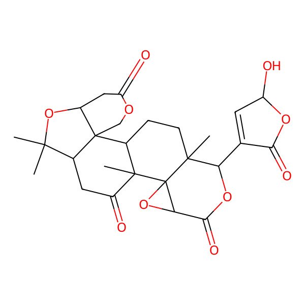 2D Structure of (1S,2R,7S,10R,13R,14R,16S,19R,20S)-19-[(2S)-2-hydroxy-5-oxo-2H-furan-4-yl]-9,9,13,20-tetramethyl-4,8,15,18-tetraoxahexacyclo[11.9.0.02,7.02,10.014,16.014,20]docosane-5,12,17-trione