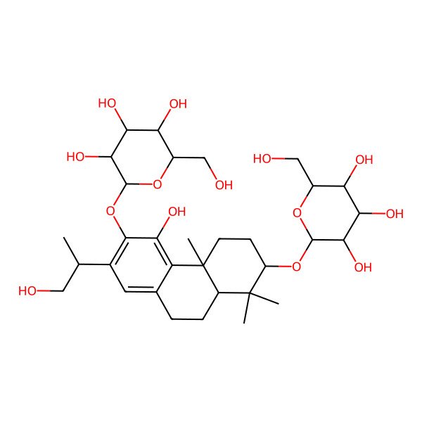 2D Structure of 2-[[5-Hydroxy-7-(1-hydroxypropan-2-yl)-1,1,4a-trimethyl-6-[3,4,5-trihydroxy-6-(hydroxymethyl)oxan-2-yl]oxy-2,3,4,9,10,10a-hexahydrophenanthren-2-yl]oxy]-6-(hydroxymethyl)oxane-3,4,5-triol