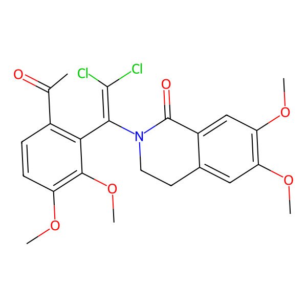 2D Structure of 2-[1-(6-Acetyl-2,3-dimethoxyphenyl)-2,2-dichloroethenyl]-6,7-dimethoxy-3,4-dihydroisoquinolin-1-one