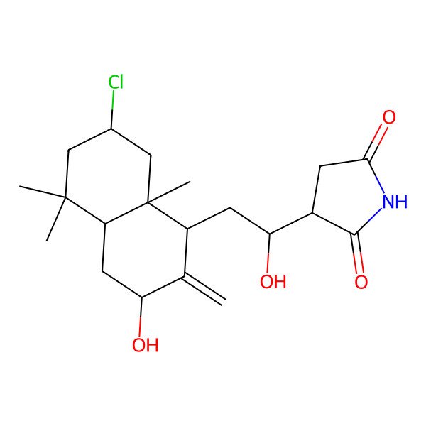 2D Structure of (3R)-3-((1S)-2-((1R,3S,4aS,7S,8aS)-7-Chlorodecahydro-3-hydroxy-5,5,8a-trimethyl-2-methylene-1-naphthalenyl)-1-hydroxyethyl)-2,5-pyrrolidinedione