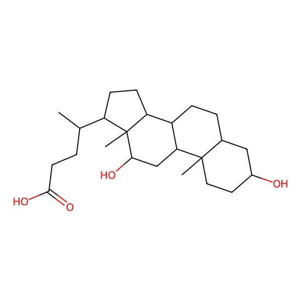 2D Structure of Cholan-24-oic acid, 3,12-dihydroxy-, (3alpha,5beta,12alpha)-