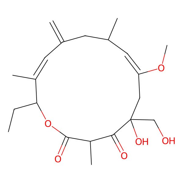 2D Structure of (3R,5R,7Z,9S,12E,14S)-14-Ethyl-5-hydroxy-5-(hydroxymethyl)-7-methoxy-3,9,13-trimethyl-11-methylidene-1-oxacyclotetradeca-7,12-diene-2,4-dione