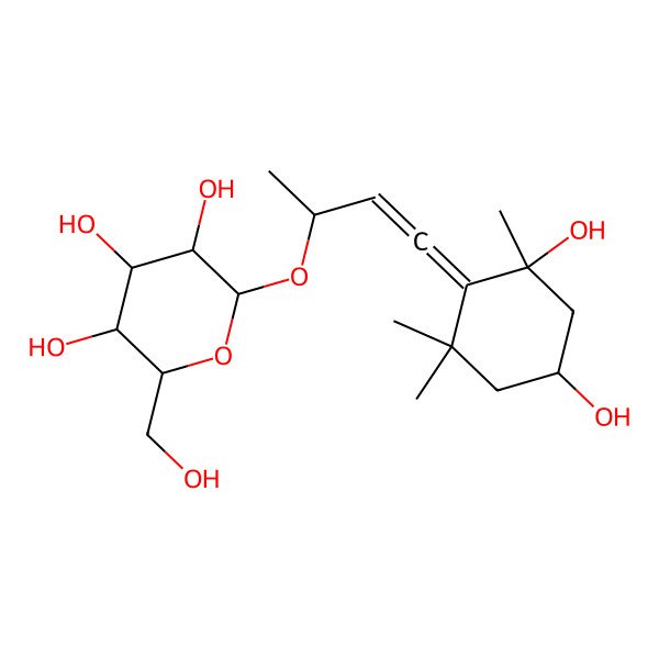 2D Structure of (2R,3R,4S,5S,6R)-2-[(2R)-4-[(2R,4S)-2,4-dihydroxy-2,6,6-trimethylcyclohexylidene]but-3-en-2-yl]oxy-6-(hydroxymethyl)oxane-3,4,5-triol