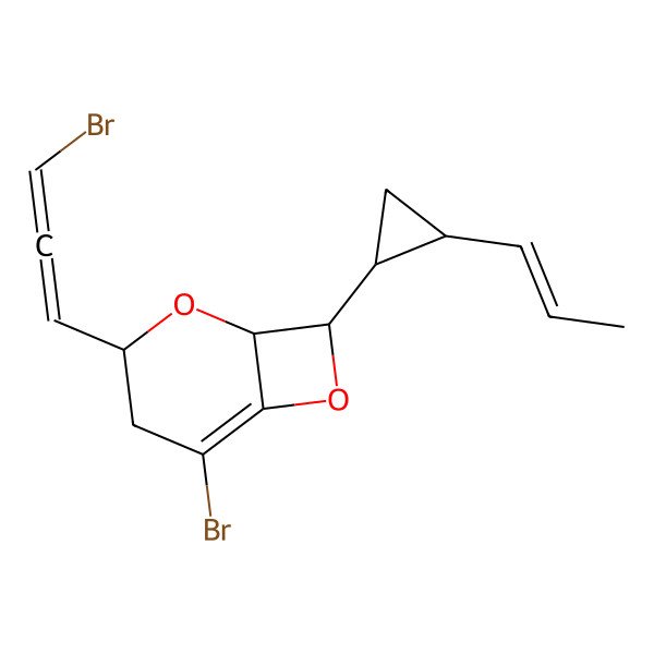 2D Structure of 5-bromo-3-(3-bromopropa-1,2-dienyl)-8-[2-[(E)-prop-1-enyl]cyclopropyl]-2,7-dioxabicyclo[4.2.0]oct-5-ene