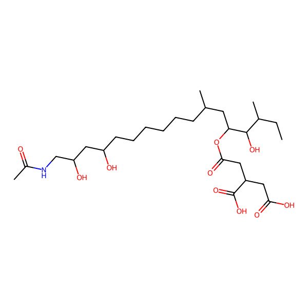 2D Structure of 2-[2-(17-Acetamido-4,14,16-trihydroxy-3,7-dimethylheptadecan-5-yl)oxy-2-oxoethyl]butanedioic acid