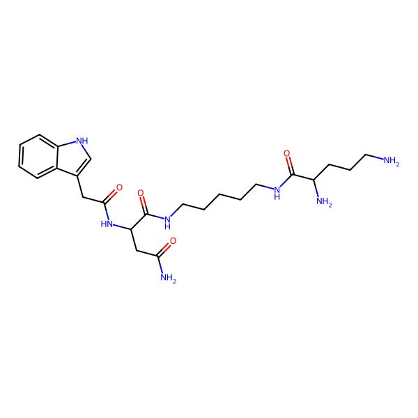 2D Structure of (2S)-N-[5-[[(2S)-2,5-diaminopentanoyl]amino]pentyl]-2-[[2-(1H-indol-3-yl)acetyl]amino]butanediamide