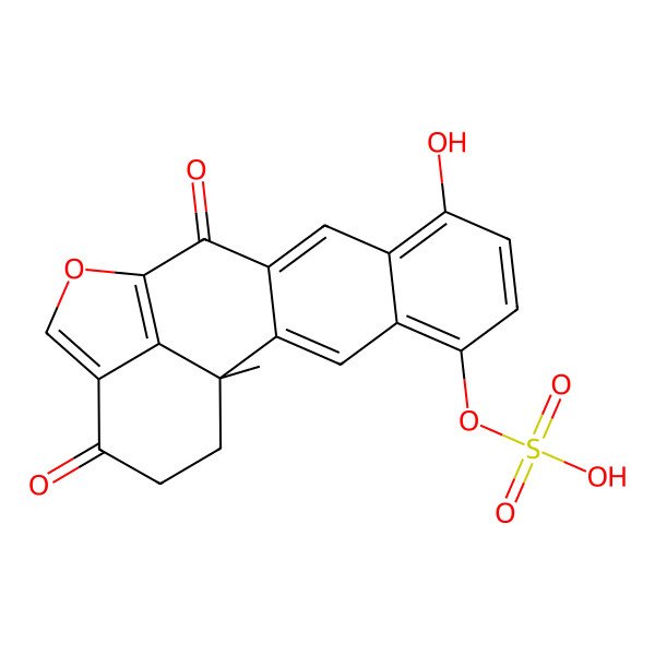 2D Structure of [(1S)-8-Hydroxy-1-methyl-12,17-dioxo-14-oxapentacyclo[11.6.1.02,11.04,9.016,20]icosa-2,4,6,8,10,13(20),15-heptaen-5-yl] hydrogen sulfate