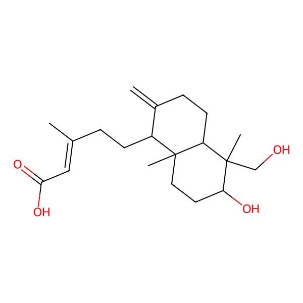 2D Structure of ent-3|A,18-Dihydroxylabda-8(17),13E-dien-15-oic acid