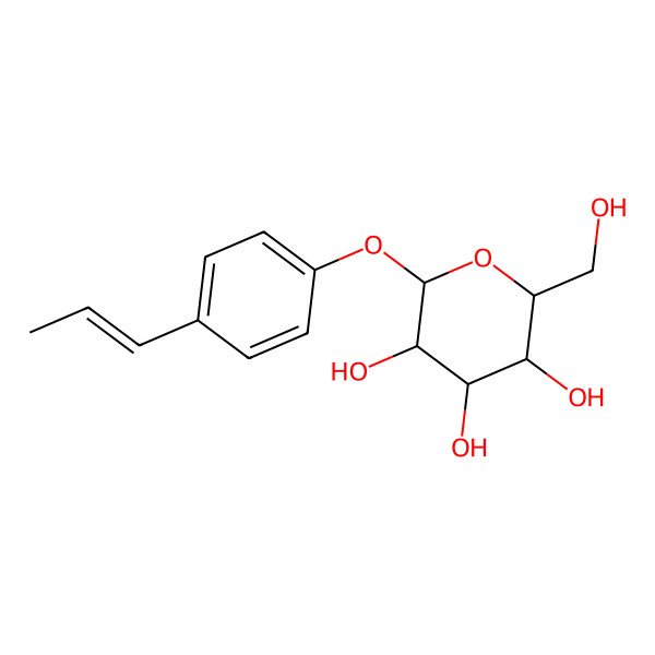 2D Structure of (2R,3S,4S,5R,6S)-2-(hydroxymethyl)-6-[4-[(E)-prop-1-enyl]phenoxy]oxane-3,4,5-triol