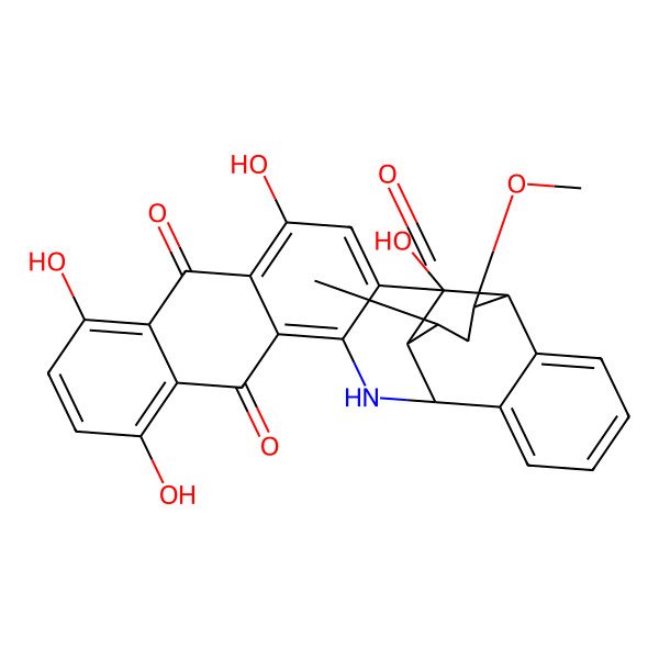 2D Structure of 2,20,23,27-Tetrahydroxy-6-methoxy-4-methyl-15-azaheptacyclo[14.12.0.02,7.03,14.08,13.017,26.019,24]octacosa-1(28),8,10,12,16,19,21,23,26-nonaene-5,18,25-trione
