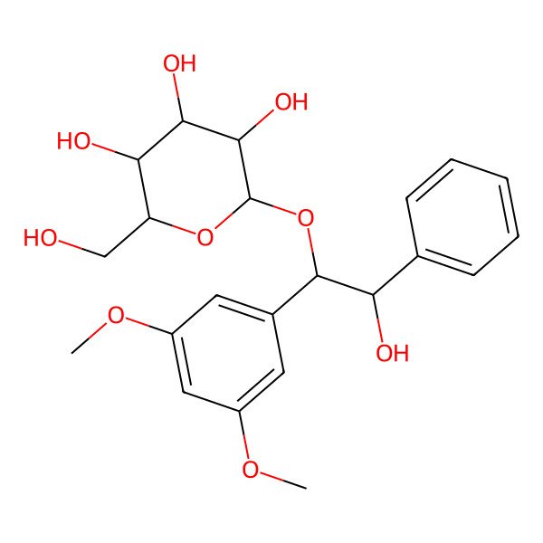 2D Structure of 2-[1-(3,5-Dimethoxyphenyl)-2-hydroxy-2-phenylethoxy]-6-(hydroxymethyl)oxane-3,4,5-triol