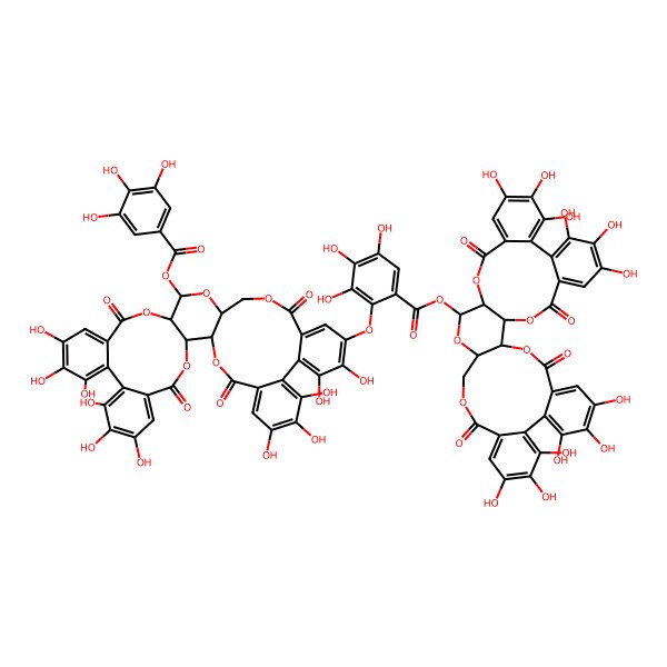 2D Structure of [(1R,2S,19R,20S,22R)-7,8,9,12,13,14,28,29,30,33,34,35-dodecahydroxy-4,17,25,38-tetraoxo-3,18,21,24,39-pentaoxaheptacyclo[20.17.0.02,19.05,10.011,16.026,31.032,37]nonatriaconta-5,7,9,11,13,15,26,28,30,32,34,36-dodecaen-20-yl] 3,4,5-trihydroxy-2-[[(1R,2S,19R,20S,22R)-7,8,9,12,13,14,29,30,33,34,35-undecahydroxy-4,17,25,38-tetraoxo-20-(3,4,5-trihydroxybenzoyl)oxy-3,18,21,24,39-pentaoxaheptacyclo[20.17.0.02,19.05,10.011,16.026,31.032,37]nonatriaconta-5,7,9,11,13,15,26,28,30,32,34,36-dodecaen-28-yl]oxy]benzoate