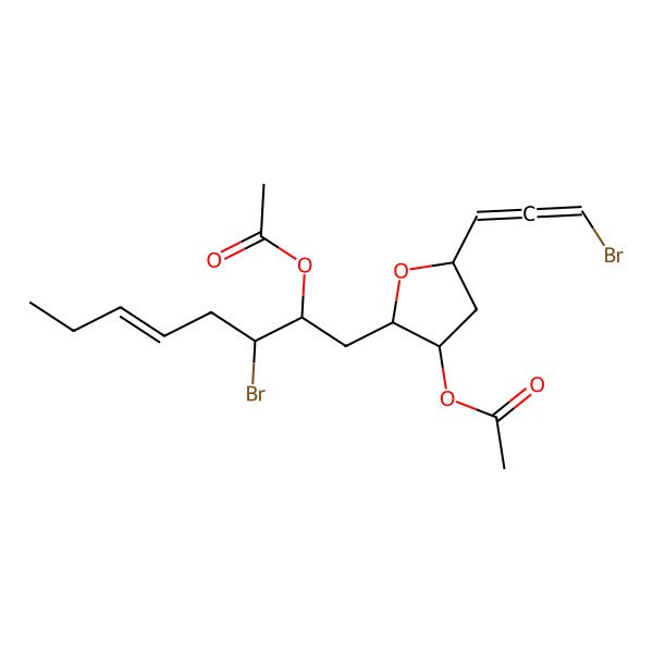 2D Structure of [2-(2-Acetyloxy-3-bromooct-5-enyl)-5-(3-bromopropa-1,2-dienyl)oxolan-3-yl] acetate