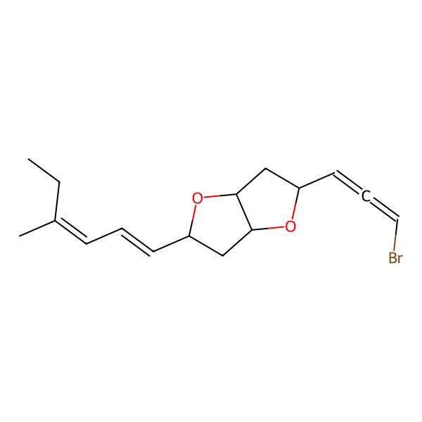 2D Structure of (2S,3aR,5S,6aR)-5-(3-bromopropa-1,2-dienyl)-2-[(1E,3Z)-4-methylhexa-1,3-dienyl]-2,3,3a,5,6,6a-hexahydrofuro[3,2-b]furan
