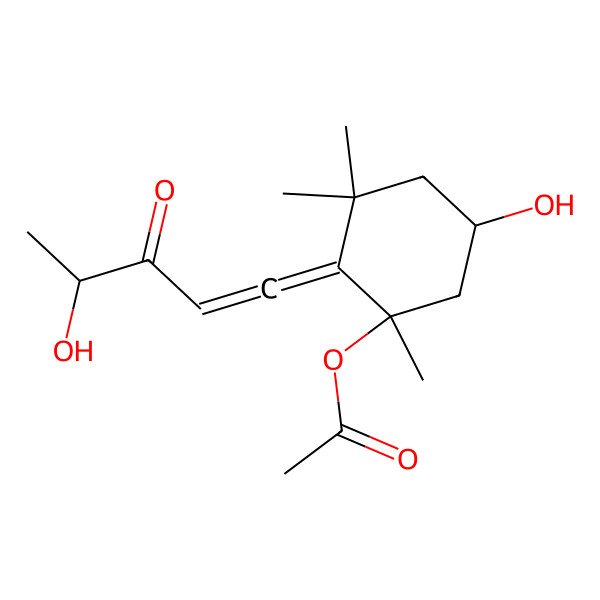 2D Structure of [5-Hydroxy-2-(4-hydroxy-3-oxopent-1-enylidene)-1,3,3-trimethylcyclohexyl] acetate