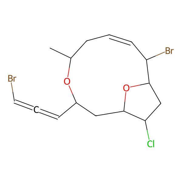 2D Structure of 9-Bromo-3-(3-bromopropa-1,2-dienyl)-12-chloro-5-methyl-4,13-dioxabicyclo[8.2.1]tridec-7-ene