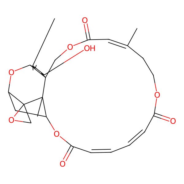 2D Structure of (1R,3R,6S,8R,12E,18E,20Z,24R,25S)-6-hydroxy-5,13,25-trimethylspiro[2,10,16,23-tetraoxatetracyclo[22.2.1.03,8.08,25]heptacosa-4,12,18,20-tetraene-26,2'-oxirane]-11,17,22-trione