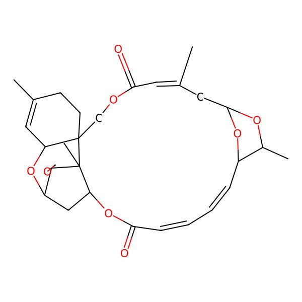 2D Structure of (1R,3R,12Z,19Z,21Z,25R,26S,27S)-5,13,17,26-tetramethylspiro[2,10,16,24,29-pentaoxapentacyclo[23.2.1.115,18.03,8.08,26]nonacosa-4,12,19,21-tetraene-27,2'-oxirane]-11,23-dione