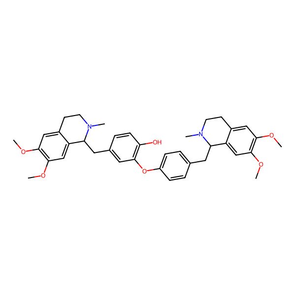 2D Structure of 4-[[(1R)-6,7-dimethoxy-2-methyl-3,4-dihydro-1H-isoquinolin-1-yl]methyl]-2-[4-[[(1S)-6,7-dimethoxy-2-methyl-3,4-dihydro-1H-isoquinolin-1-yl]methyl]phenoxy]phenol