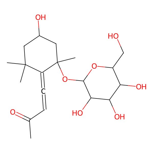 2D Structure of 4-[(4S,6S)-4-hydroxy-2,2,6-trimethyl-6-[(2S,3R,4S,5S,6R)-3,4,5-trihydroxy-6-(hydroxymethyl)oxan-2-yl]oxycyclohexylidene]but-3-en-2-one
