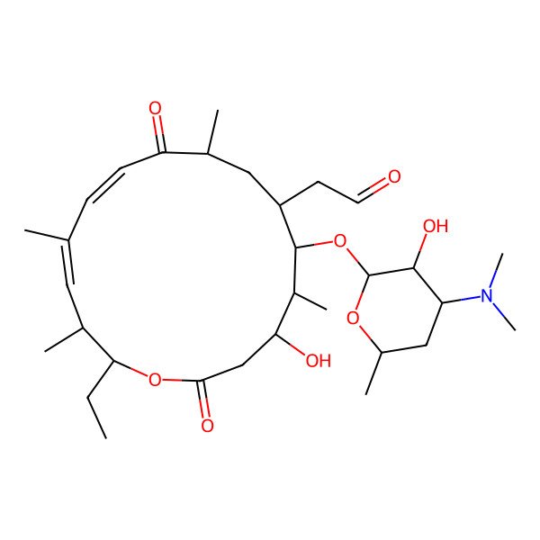 2D Structure of 2-[6-[4-(Dimethylamino)-3-hydroxy-6-methyloxan-2-yl]oxy-16-ethyl-4-hydroxy-5,9,13,15-tetramethyl-2,10-dioxo-1-oxacyclohexadeca-11,13-dien-7-yl]acetaldehyde