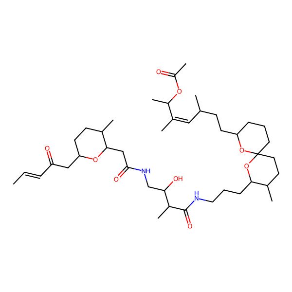 2D Structure of [(E)-7-[2-[3-[[3-hydroxy-2-methyl-4-[[2-[3-methyl-6-[(E)-2-oxopent-3-enyl]oxan-2-yl]acetyl]amino]butanoyl]amino]propyl]-3-methyl-1,7-dioxaspiro[5.5]undecan-8-yl]-3,5-dimethylhept-3-en-2-yl] acetate