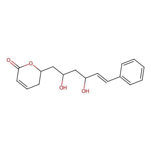 2D Structure of 2-(2,4-Dihydroxy-6-phenylhex-5-enyl)-2,3-dihydropyran-6-one