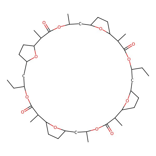 2D Structure of (1S,2S,5S,7S,10R,11R,14R,16R,19S,20S,23S,25S,28R,29R,32R,34R)-5,23-Diethyl-2,11,14,20,29,32-hexamethyl-4,13,22,31,37,38,39,40-octaoxapentacyclo[32.2.1.17,10.116,19.125,28]tetracontane-3,12,21,30-tetrone