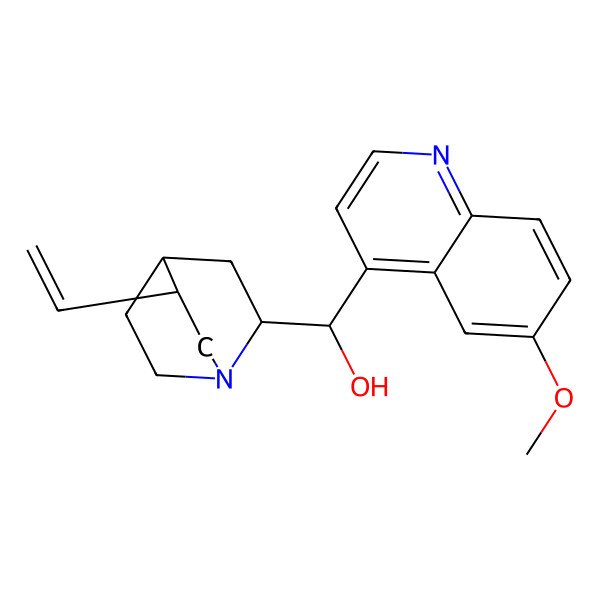 2D Structure of Cinchonan-9-ol, 6'-methoxy-, (8alpha,9R)- 2D Structure of Cinchonan-9-ol, 6'-methoxy-, (8alpha,9R)-