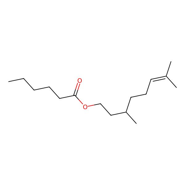 2D Structure of Hexanoic acid, 3,7-dimethyl-6-octen-1-yl ester