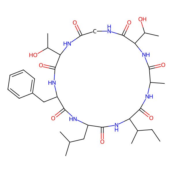 2D Structure of cyclo(DL-Ala-DL-xiThr-Gly-DL-xiThr-DL-Phe-DL-Leu-DL-xiIle)