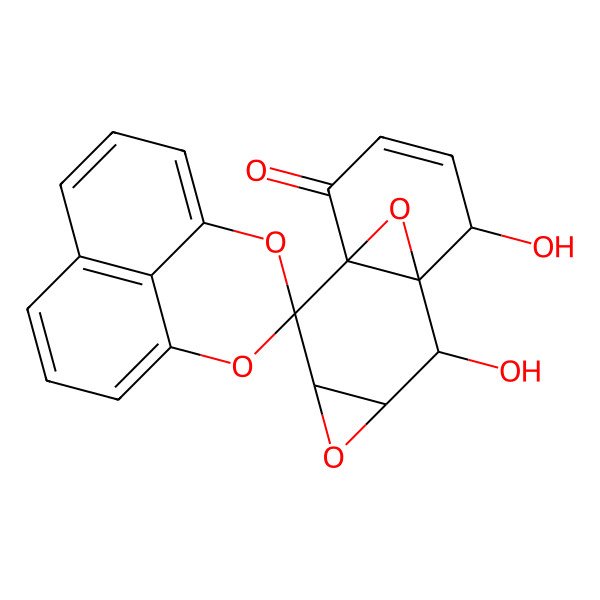 2D Structure of (1'S,2'S,3'R,5'R,7'R,11'S)-2',11'-dihydroxyspiro[2,4-dioxatricyclo[7.3.1.05,13]trideca-1(12),5,7,9(13),10-pentaene-3,6'-4,12-dioxatetracyclo[5.4.1.01,7.03,5]dodec-9-ene]-8'-one