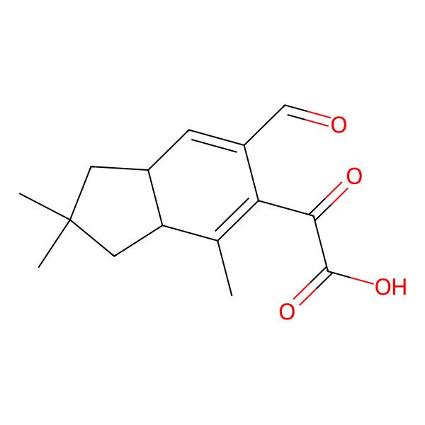 2D Structure of 2-[(3aS)-6-formyl-2,2,4-trimethyl-1,3,3a,7a-tetrahydroinden-5-yl]-2-oxoacetic acid