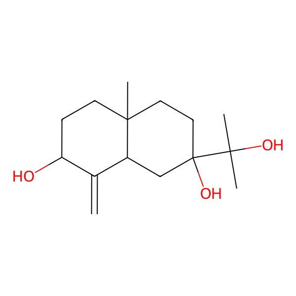 2D Structure of (2S,4aR,7R,8aR)-2-(2-hydroxypropan-2-yl)-4a-methyl-8-methylidene-3,4,5,6,7,8a-hexahydro-1H-naphthalene-2,7-diol