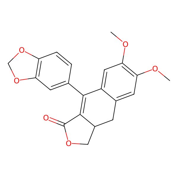 2D Structure of 4-(1,3-benzodioxol-5-yl)-6,7-dimethoxy-9,9a-dihydro-1H-benzo[f][2]benzofuran-3-one