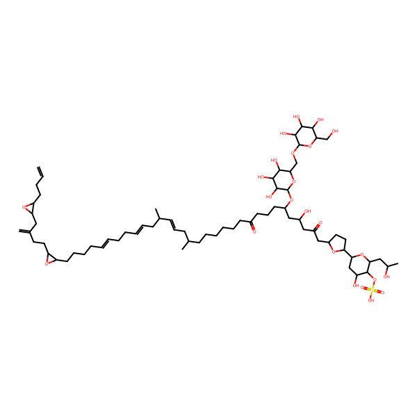 2D Structure of [(2S,3S,4S,6R)-6-[(2S,5R)-5-[(4S,6S,17S,19E,21S,23E,27E)-32-[(2S,3S)-3-[3-[[(2S,3S)-3-but-3-enyloxiran-2-yl]methyl]but-3-enyl]oxiran-2-yl]-4-hydroxy-17,21-dimethyl-2,10-dioxo-6-[(2R,3R,4S,5S,6R)-3,4,5-trihydroxy-6-[[(2R,3R,4S,5S,6R)-3,4,5-trihydroxy-6-(hydroxymethyl)oxan-2-yl]oxymethyl]oxan-2-yl]oxydotriaconta-19,23,27-trienyl]oxolan-2-yl]-4-hydroxy-2-[(2S)-2-hydroxypropyl]oxan-3-yl] hydrogen sulfate