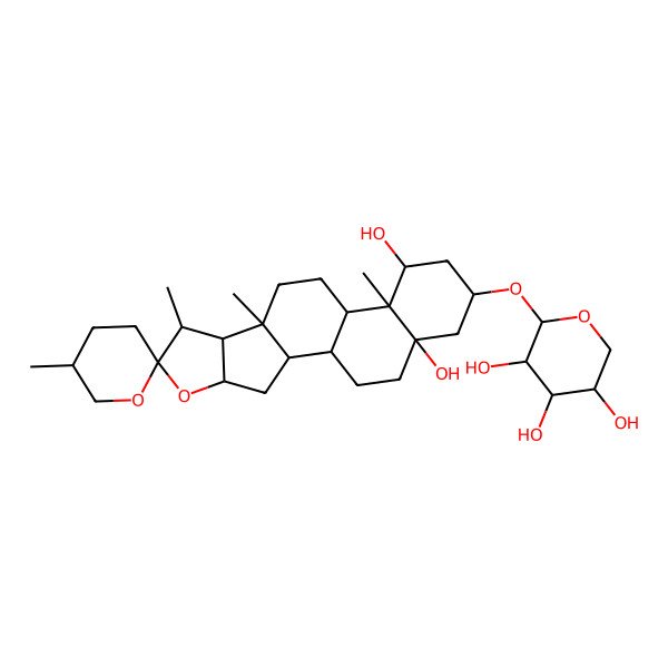2D Structure of Convallagenin A 3-O-alpha-L-arabinopyranoside 2D Structure of Convallagenin A 3-O-alpha-L-arabinopyranoside