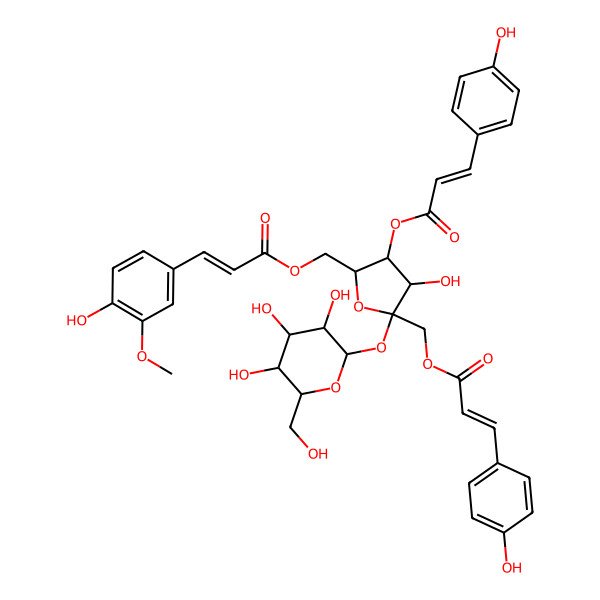 2D Structure of coumaroyl(-1)[coumaroyl(-4)][coumaroyl(3-OMe)(-6)]Fruf(b2-1a)Gal
