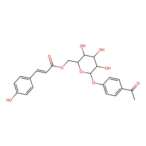 2D Structure of coumaroyl(-6)Glc(b)-O-Ph(4-Ac)
