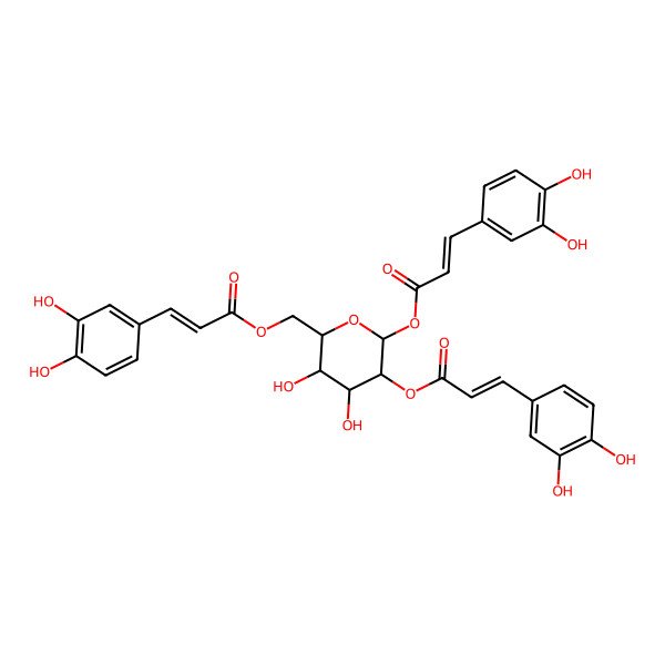 2D Structure of coumaroyl(3-OH)(-2)[coumaroyl(3-OH)(-6)]Glc(b)-O-coumaroyl(3-OH)