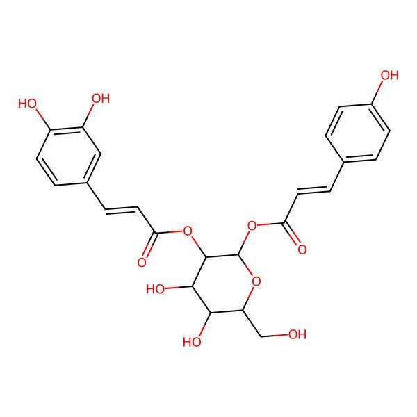 2D Structure of coumaroyl(3-OH)(-2)Glc(b)-O-coumaroyl