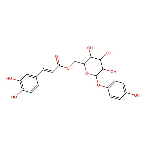 2D Structure of coumaroyl(3-OH)(-6)Glc-O-Ph(4-OH)