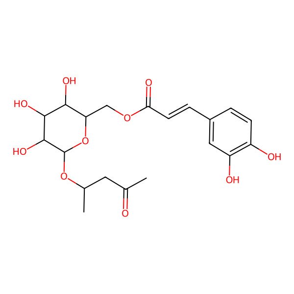 2D Structure of coumaroyl(3-OH)(-6)Glc(b1-4)1,3,5-deoxy-keto-D-groPen2ulo