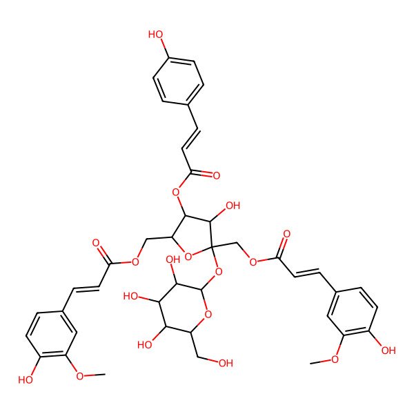 2D Structure of coumaroyl(3-OMe)(-1)[coumaroyl(-4)][coumaroyl(3-OMe)(-6)]Fruf(b2-1a)Gal