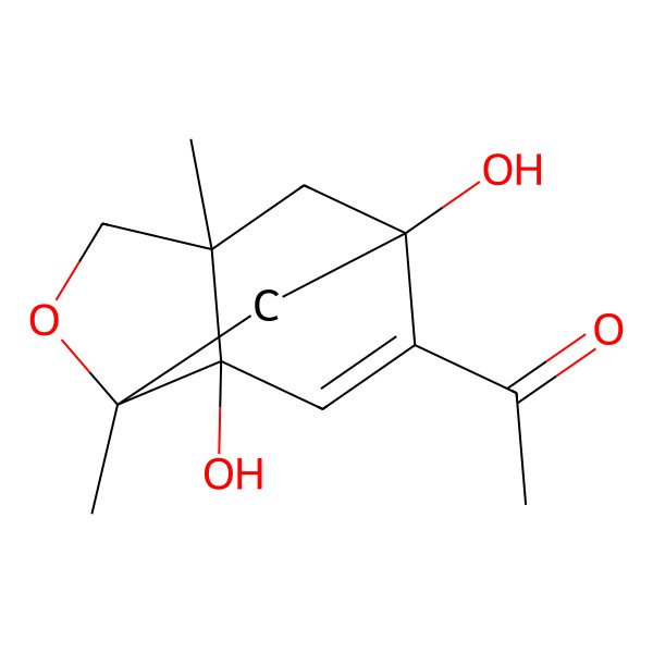 2D Structure of 1-[(1S,3S,6S,7R)-1,7-dihydroxy-3,6-dimethyl-4-oxatricyclo[4.3.1.03,7]dec-8-en-9-yl]ethanone