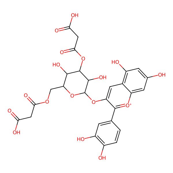 2D Structure of Cyanidin 3-(3'',6''-dimalonylglucoside)