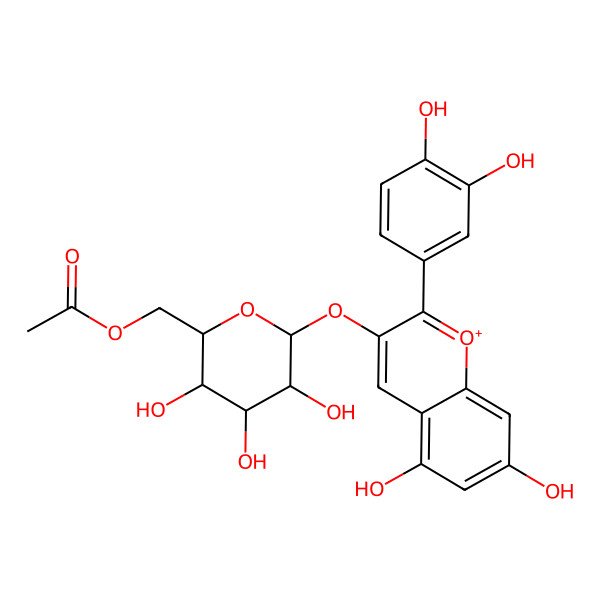 2D Structure of Cyanidin 3-(6''-acetylglucoside)